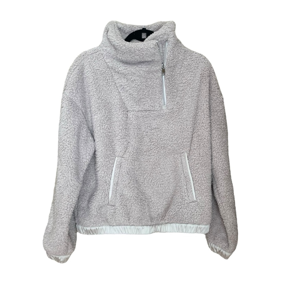 Athleta Tugga Sherpa Fleece Half-Zip Pullover Sweatshirt Womens Medium Beige
